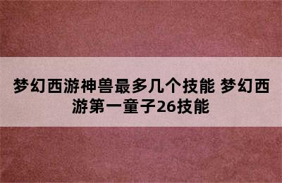 梦幻西游神兽最多几个技能 梦幻西游第一童子26技能